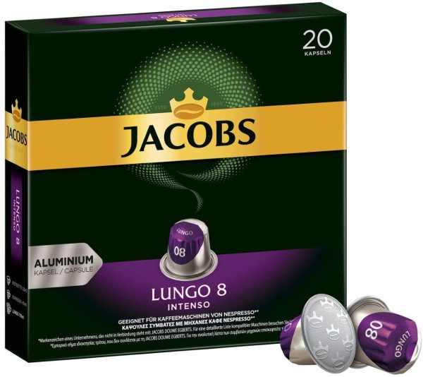 کپسول قهوه جاکوبز مدل لانگو اینتنسو 8 | Jacobs Lungo Intenso | بسته ۲۰ عددی