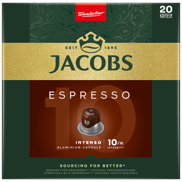 کپسول قهوه جاکوبز مدل اسپرسو اینتنسو 10 | Jacobs Espresso Intenso | بسته 20 عددی