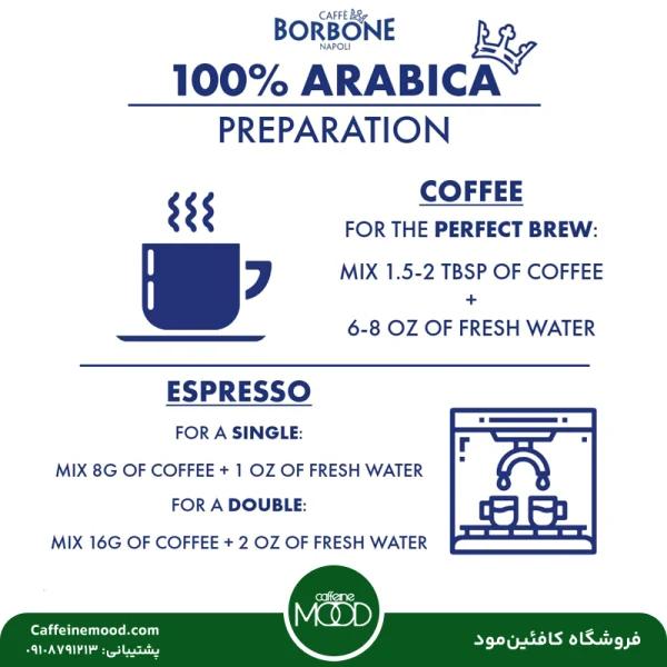 دان قهوه بوربون سرمه ای 100٪ عربیکا 1 کیلویی | Borbone 100% Arabica