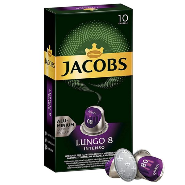 کپسول قهوه جاکوبز مدل لانگو اینتنسو 8 | Jacobs Lungo Intenso | بسته 10 عددی