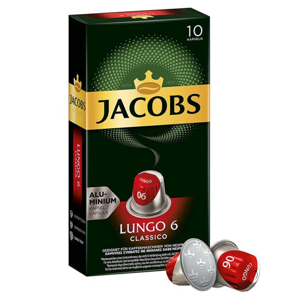 کپسول قهوه جاکوبز مدل لونگو کلاسیکو 6 | Jacobs Lungo Classico | بسته 10 عددی