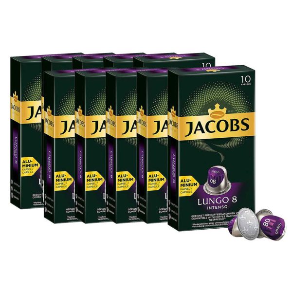 کپسول قهوه جاکوبز مدل لانگو اینتنسو شماره 8 | Jacobs Lungo Intenso | پک ۱۰ بسته‌ایی